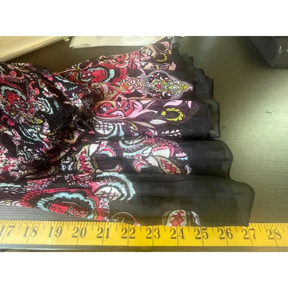 VTG Alberto Makali Women 90s Plisse Boho Paisley Crochet Trim Top Size XL Artsy - Picture 7 of 10